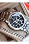 Functions Active, Silver Steel Band in Stylish Box, Black Dial, Men's Wristwatch with Calendar + Chain Bracelet - 2