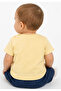 Baby Boy Dino Lettered Dinosaur Patterned Yellow Color T-Shirt with Snap Closure on the Shoulder - 3