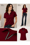 Women's Polo Neck T-Shirt Short Sleeve Polo T-Shirt Striped Polo Neck Summer Cotton T-Shirt Blouse Body - 5