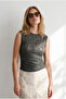 Women's Khaki Drape Detailed Backless Lace Blouse Blz-19003421 - 3