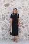 Black Cape Dress with Buckle Detail