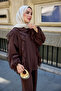 Women's Lined Tulle Suit with Ruffle Detail Pants Brown - 3
