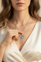 Gray Steel Necklace with Bee Figure and Turquoise Stone - 3