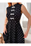 Women's chinese button-detailed polka dot sleeveless midi dress - 8