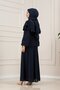 Layered Detailed Minel Skirt Set - Dark Blue - 4