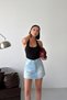 Women's 5-Pocket Classic Ice Blue Denim Shorts Skirt - 8
