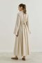 Beige dress with waffle lining and lace-up detail - 6