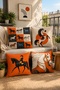 Orange Horses Patterned 4-Piece Throw Pillow Cover Set