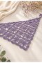 Hand Knitted Lilac Flower Motif Triangle Bandana – Tieable Summer Hair Accessory - 3