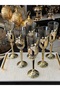 6 Pieces Titanium Gold Plated Pearl Bronze Flute Coffee or Water Cup Glass 125 ml - 4