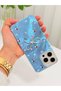 iPhone 15 Pro Max Case with Marbling Effect, 3D Bow and Floral Pattern, Raised Camera Cover - 3