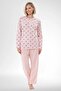 Women's Floral Patterned 4-Piece Large Size Long Sleeve Set Dressing Gown-Nightgown-Pajama Set 80% Cotton 20% Viscose - 6