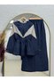 Zergül Hooded Waist-Tightening Pants Suit-Pn3149 Navy Blue - 2