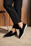 Flat Genuine Leather Men's Casual Shoes Black Suede - 4