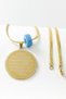 Gold Color Framed Line of Hatat Nazar Verse & Ayetel Kursi Written 316L Stainless Steel 3 cm Circle Pendant |   60 cm Italian Crushed Chain - 3