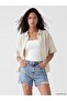 Xside Beige Oversize Linen Blend Women's Shirt