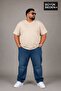 Süperlife Large Size Men's V-Neck Cotton Basic T-Shirt Navy Blue 3Xl-6Xl Spr26Bts509