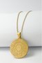 Gold Color 3 cm Line with Ayetel Kürsi & Esmaül Hüsna Written 316L Stainless Steel Double Sided 60 cm Accordion Chain Prayer Necklace