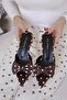 Lovely Women's Pointed Toe Bow Detailed Short Kitten Heel Slippers Sandals Polka Dot - 2