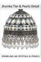 Indian Traditional Big Round Stud Silver Plated Jhumka Earrings | Boho Gypsy Oxidized Chandelier Earrings with Crystal Rhinestones & Pearl Tassels | Bollywood Style Statement Jewelry - 4