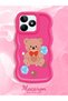 Realme C51 Compatible Case Camera Protector Red Silicone Couple Phone Case Bear Pattern - 2