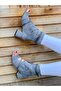 Smi̇le Gray Suede 5 cm Heel Summer Boots and Sandals - 3