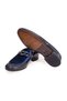 Dark Blue Color Laceless Genuine Leather Leather Sole Men's Shoes - 3