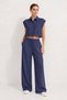Crop Shirt and Trousers Set with Pocket Detail 7157