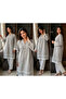 - Stone Grey Textured Cotton Modest Shirt with Lace Bell Sleeves