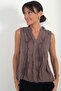 Women's V-Neck Front Ruffle Sleeveless Blouse - 3