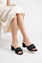 Lace Detailed Feathered Bridal Slippers White Thick Heeled Wedding Engagement and Dowry Slippers - 2