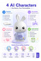 AI Bunny Smart Companion for Kids, AI App-Powered Interactive Learning Toy with Voice Chat, 4 AI Characters, 91 Languages, Stories, Music, Bluetooth Speaker & Night Light, Ages 3+ - 3