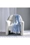 Takisha Chunky Knitted Throw - Luxurious Ivory & Blue Blanket (127x152 cm)