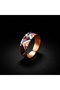 Copper Navy Blue Red Kilim Patterned Adjustable Ring - 3