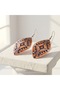 100% Handmade Copper |   Copper Orange Navy Blue Diamond Pattern Dangle Earrings |   100% Handmade Copper