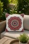 Decorative Mandala Patterned Piping Raschel Knitted Velvet Woven Throw Pillow Cover - 4
