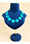 Leyan Natural Stone Large Round Turquoise Stone Design Necklace - 2