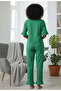 Women's Bamboo Linen Pajama Set with Tie Front Detail, Flared Sleeves and Cuffs - 4