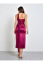 Burgundy Bandeau Midi Dress with Neck Scarf - 5