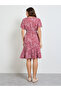 Red Ditsy Print A-Line Knee Length Dress - 4