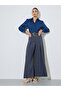 Navy Blue Puff Sleeve Fitted Shirt - 2