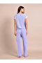 Purple Henley Neck Crop T-Shirt and Pyjama Set - 5