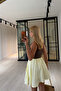 Asymmetrical Cut Yellow Muslin Short Skirt with Flounces - 3
