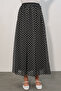 Women's Long Polka Dot Skirt 8080 - Black - 2