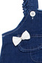 Baby Girl White Denim Overalls Set with Pockets and Bow - 4