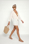 Patterned Tied Linen Kimono Lzv0084 Ecru - 4