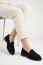 Black Suede Genuine Leather Women's Loafer Shoes Non-Slip Sole Vanessa - 4