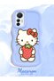 Mi 12 Lite Compatible Case Camera Protector Blue Silicone Couple Phone Case Kitty Pattern - 2