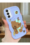 Samsung Galaxy A14 Compatible Case Camera Protector Blue Silicone Couple Phone Case Kitty Pattern