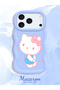 iPhone 17/18 Pro Compatible Case with Camera Protector Blue Silicone Couple Phone Case Kitty Pattern - 2